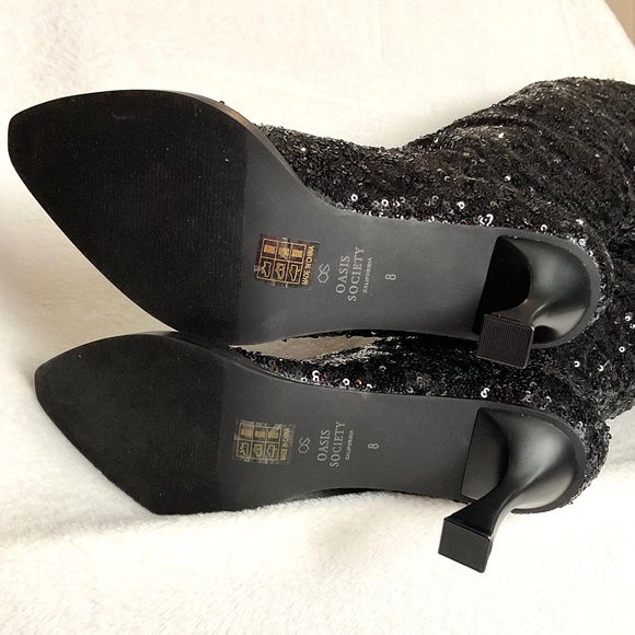 BLACK OASIS SOCIETY JEWEL KNEE HIGH SEQUIN BOOTS - Picture 7 of 15